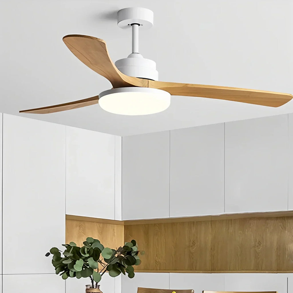 Deckenventilator mit Leuchte „High Wind“ aus Holz | Desfino