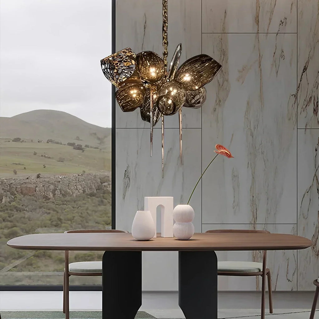 Kallisto Sculptural Glass Chandelier for Dining Room | Desfino