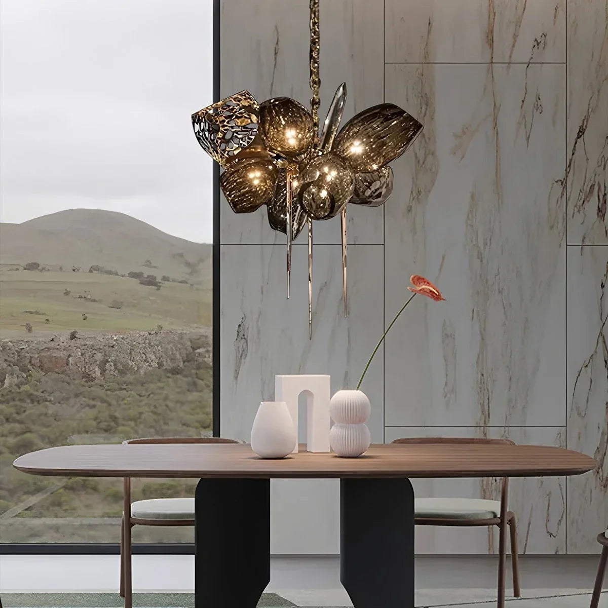 Kallisto Sculptural Glass Chandelier for Dining Room | Desfino
