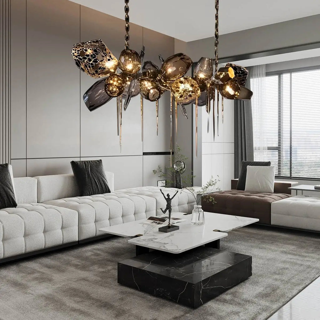 Kallisto Sculptural Glass Chandelier for Dining Room | Desfino