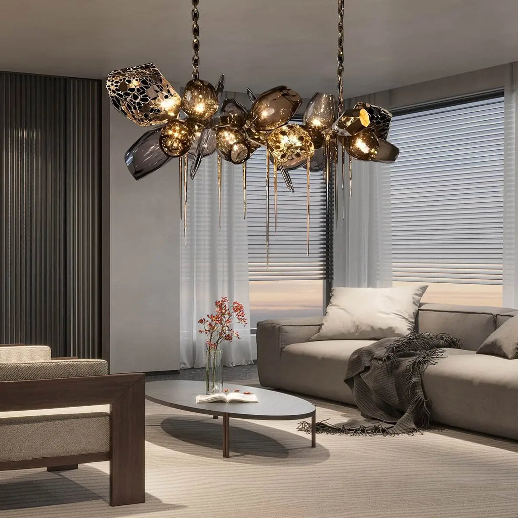 Kallisto Sculptural Glass Chandelier for Dining Room | Desfino