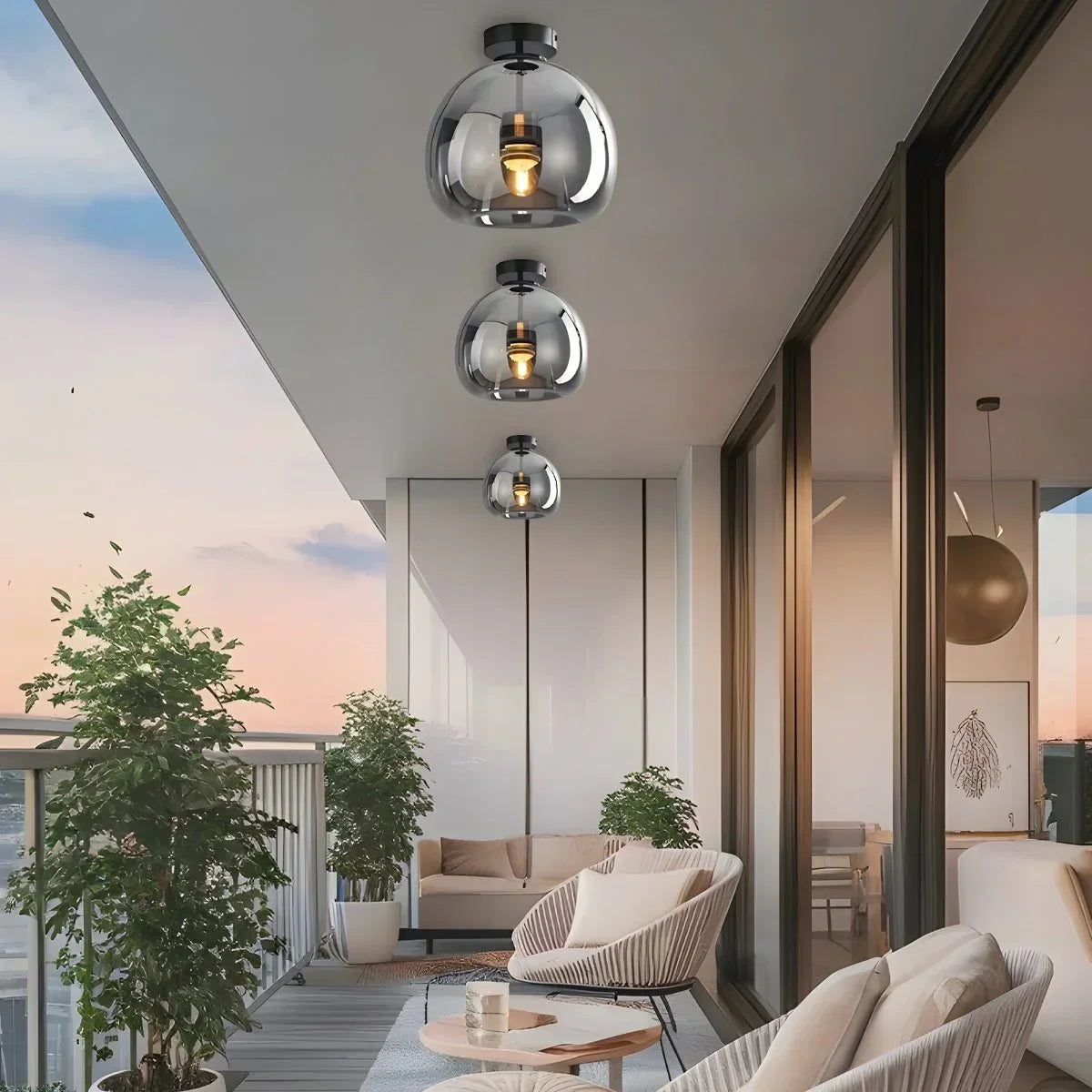 Vintage Glass Semi-Flush Ceiling Light for Entryway | Desfino