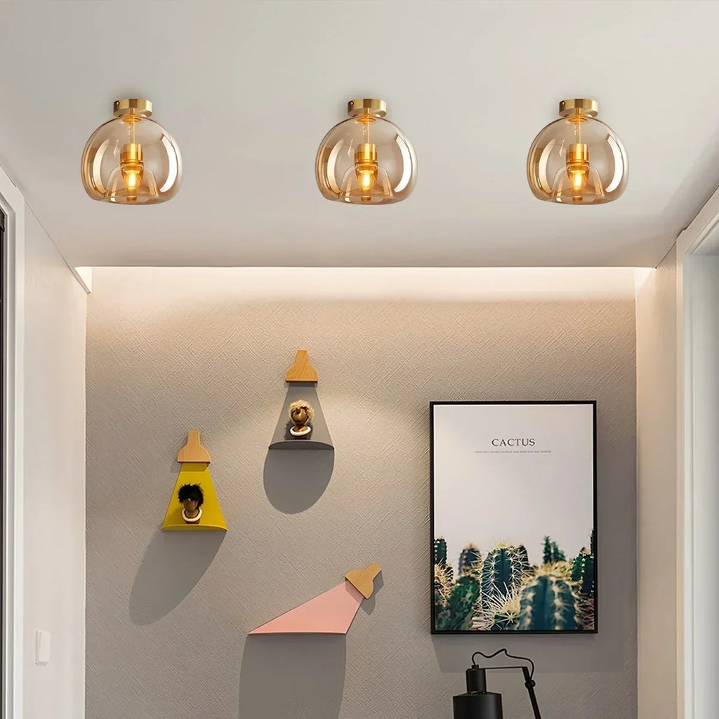 Vintage Glass Semi-Flush Ceiling Light for Entryway | Desfino