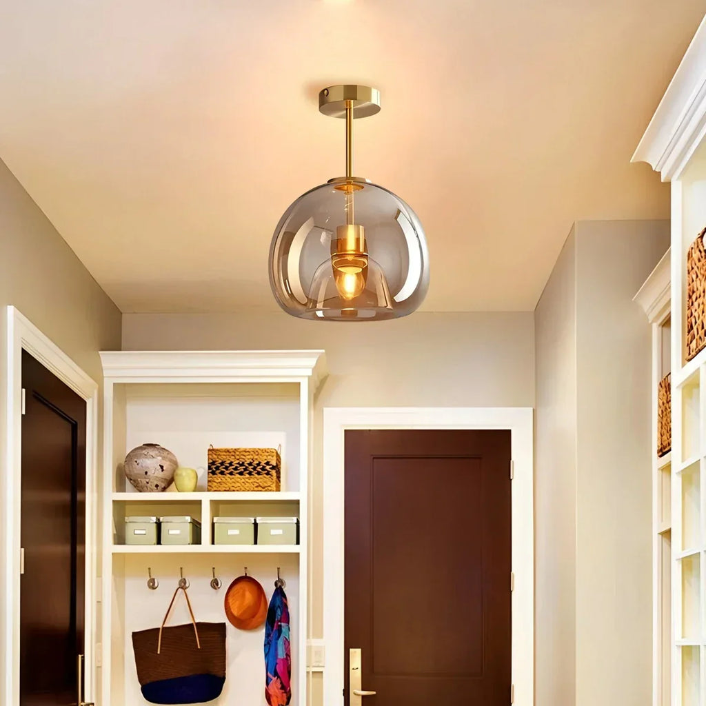 Vintage Glass Semi-Flush Ceiling Light for Entryway | Desfino