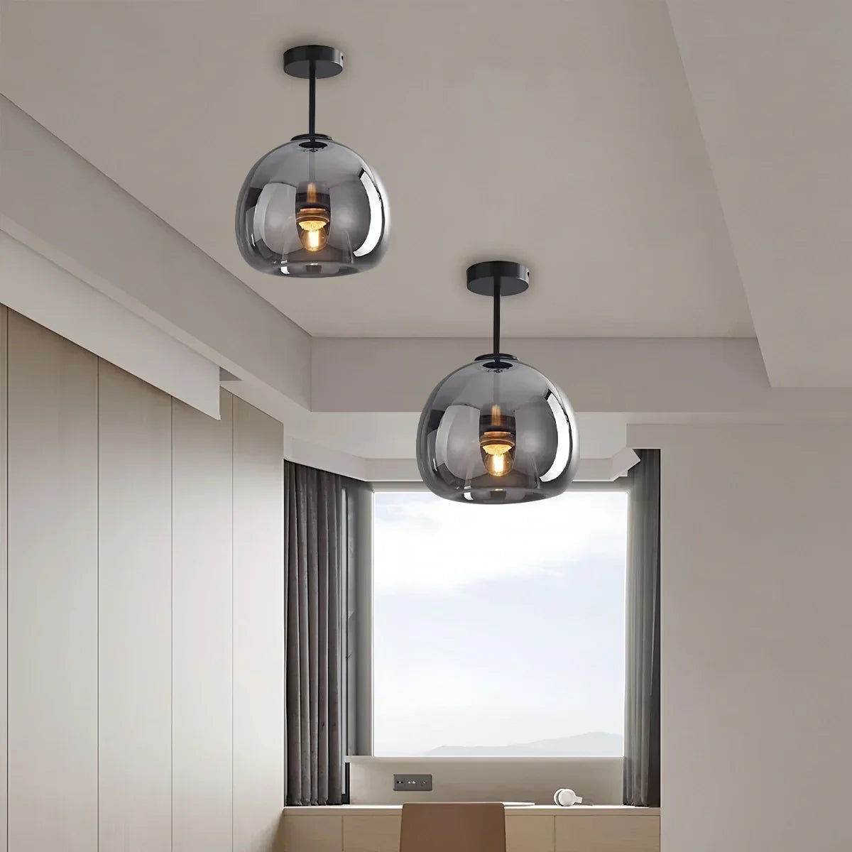 Vintage Glass Semi-Flush Ceiling Light for Entryway | Desfino