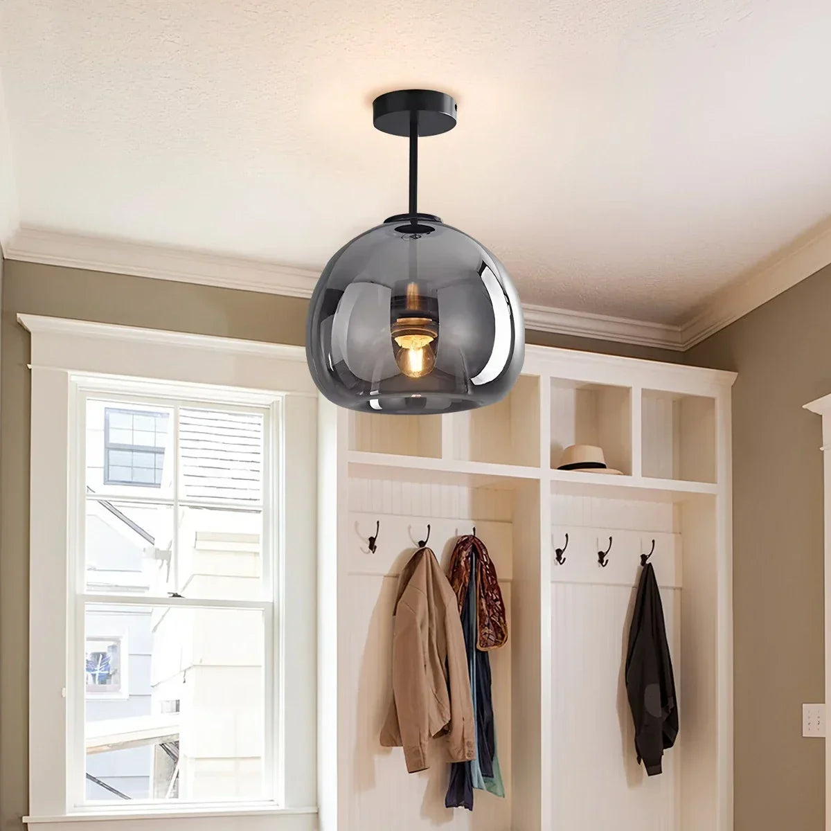 Vintage Glass Semi-Flush Ceiling Light for Entryway | Desfino