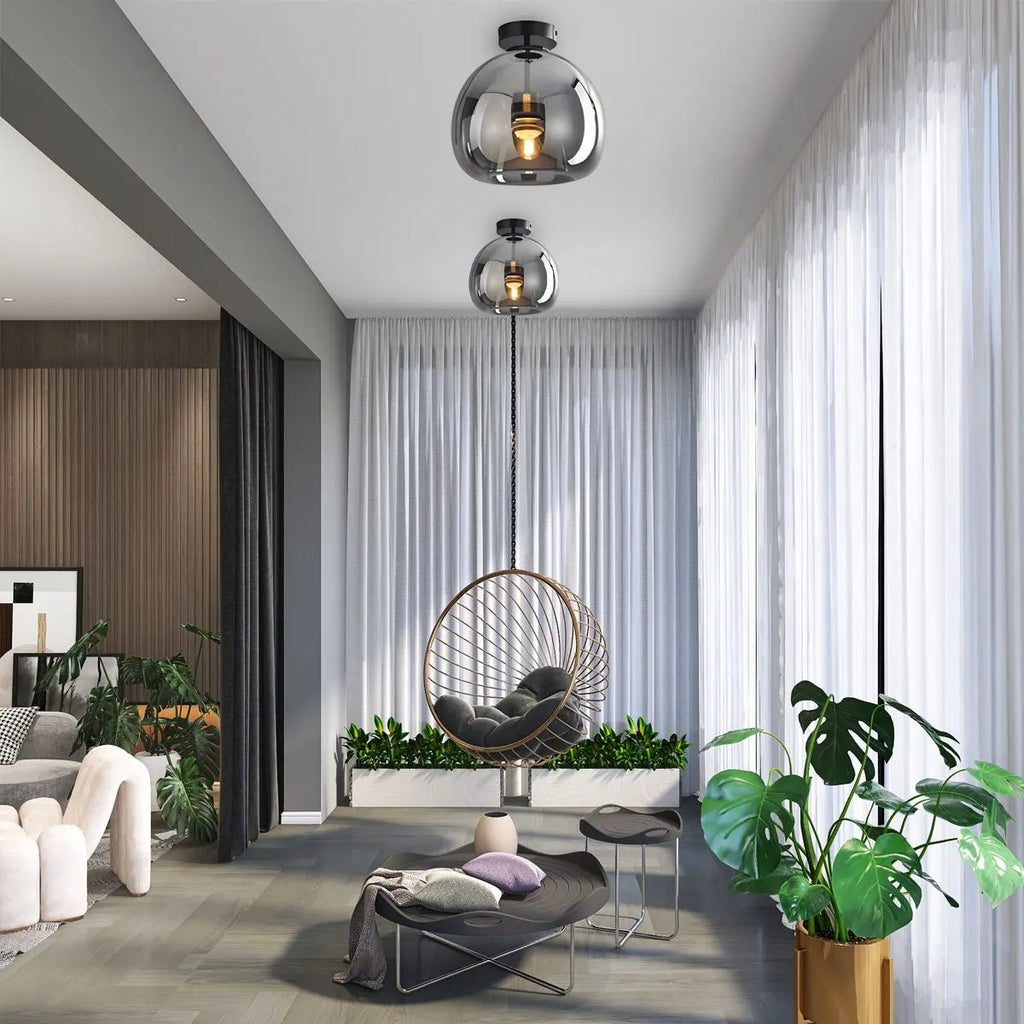 Vintage Glass Semi-Flush Ceiling Light for Entryway | Desfino