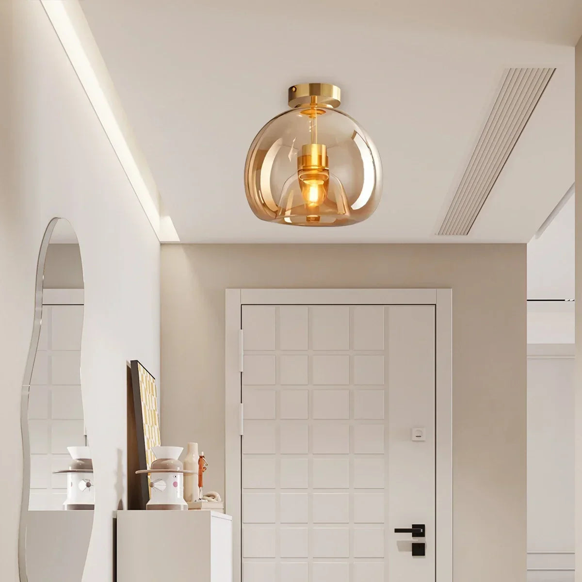 Vintage Glass Semi-Flush Ceiling Light for Entryway | Desfino