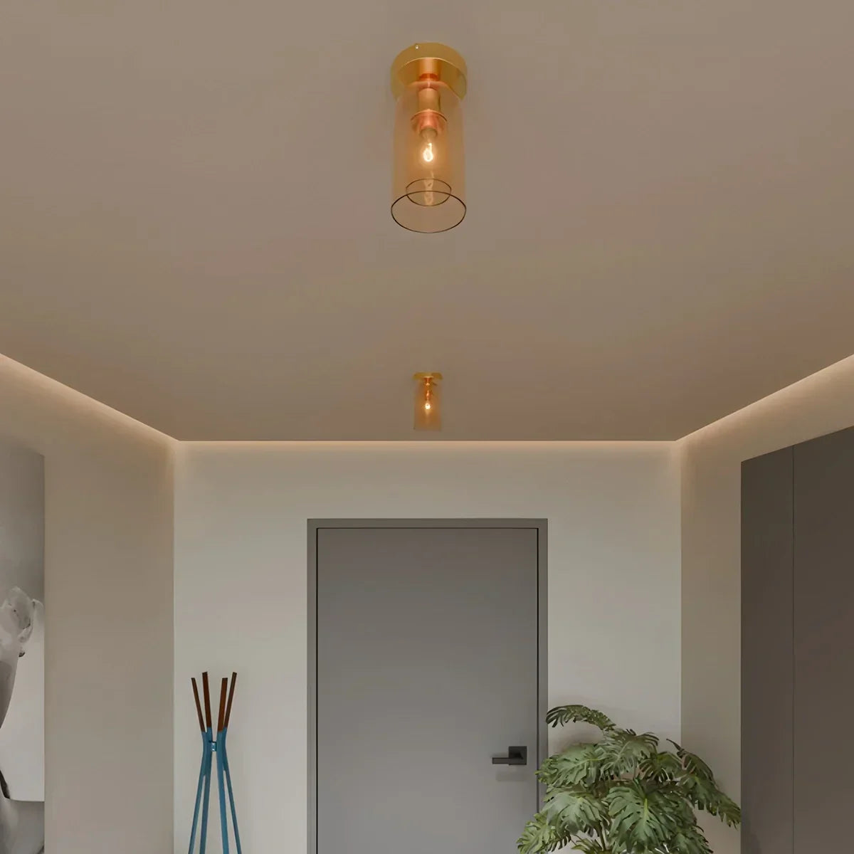 Vintage Glass Semi-Flush Ceiling Light for Entryway | Desfino