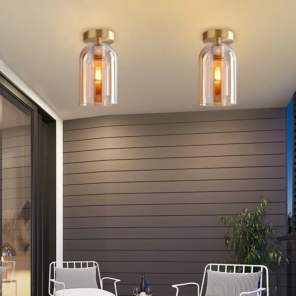 Vintage Glass Semi-Flush Ceiling Light for Entryway | Desfino