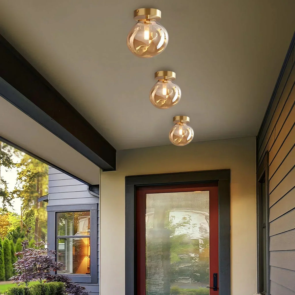 Vintage Glass Semi-Flush Ceiling Light for Entryway | Desfino
