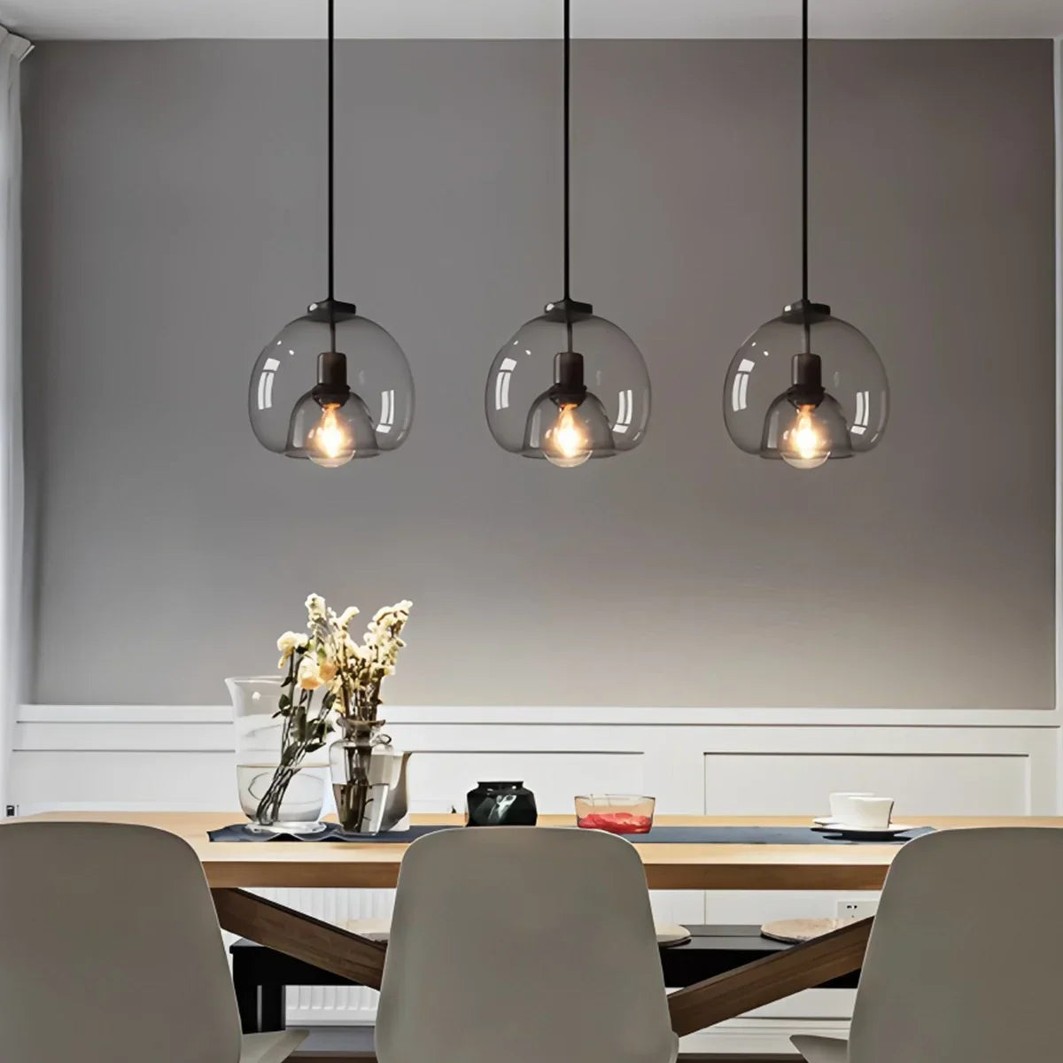Smoky Grey Glass Pendant Light | Desfino