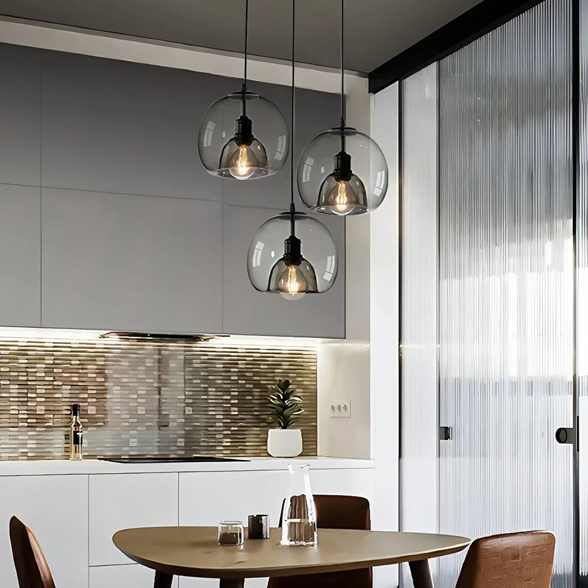 Smoky Grey Glass Pendant Light | Desfino