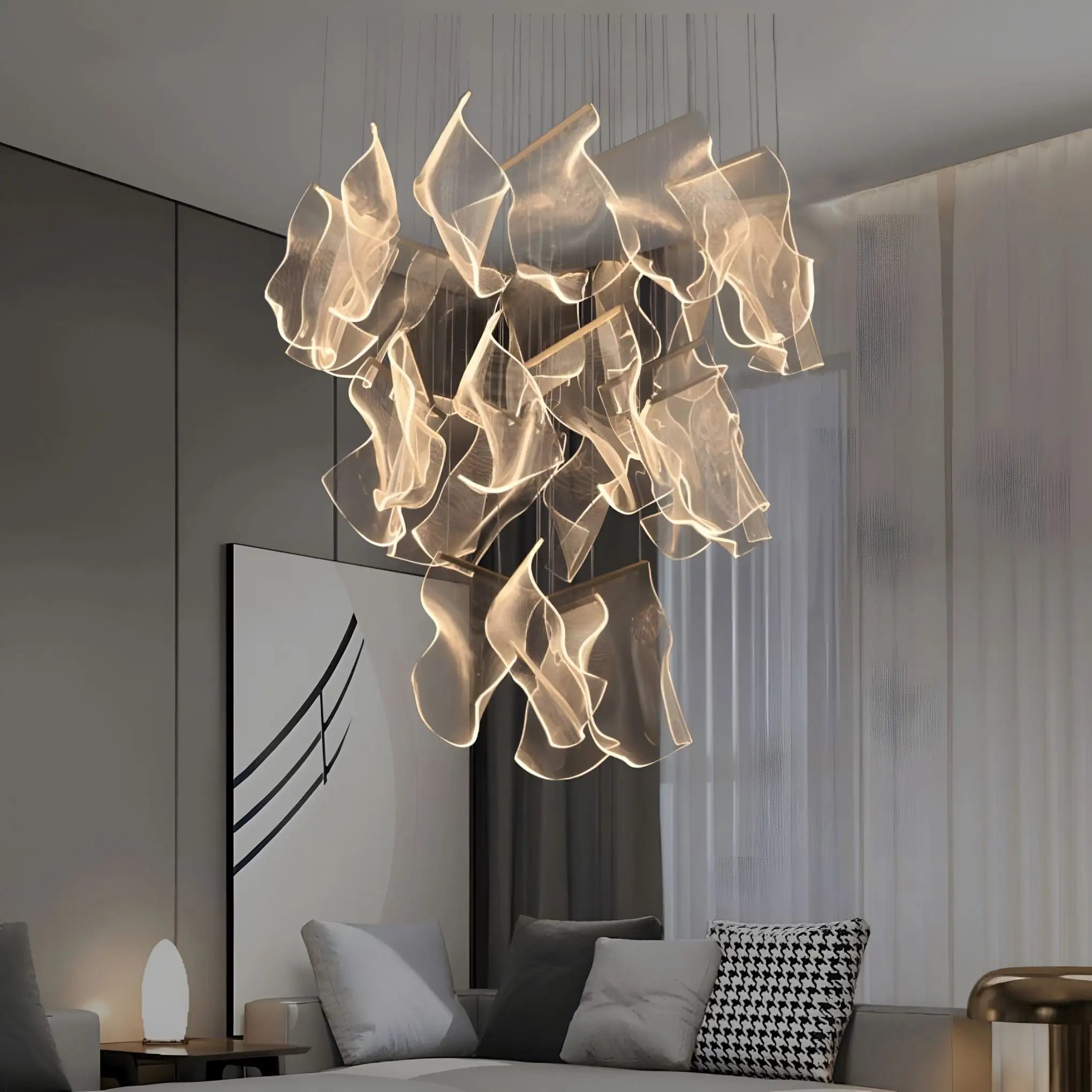 Large Luxury Art Chandelier for High Ceiling Living Room | Desfino