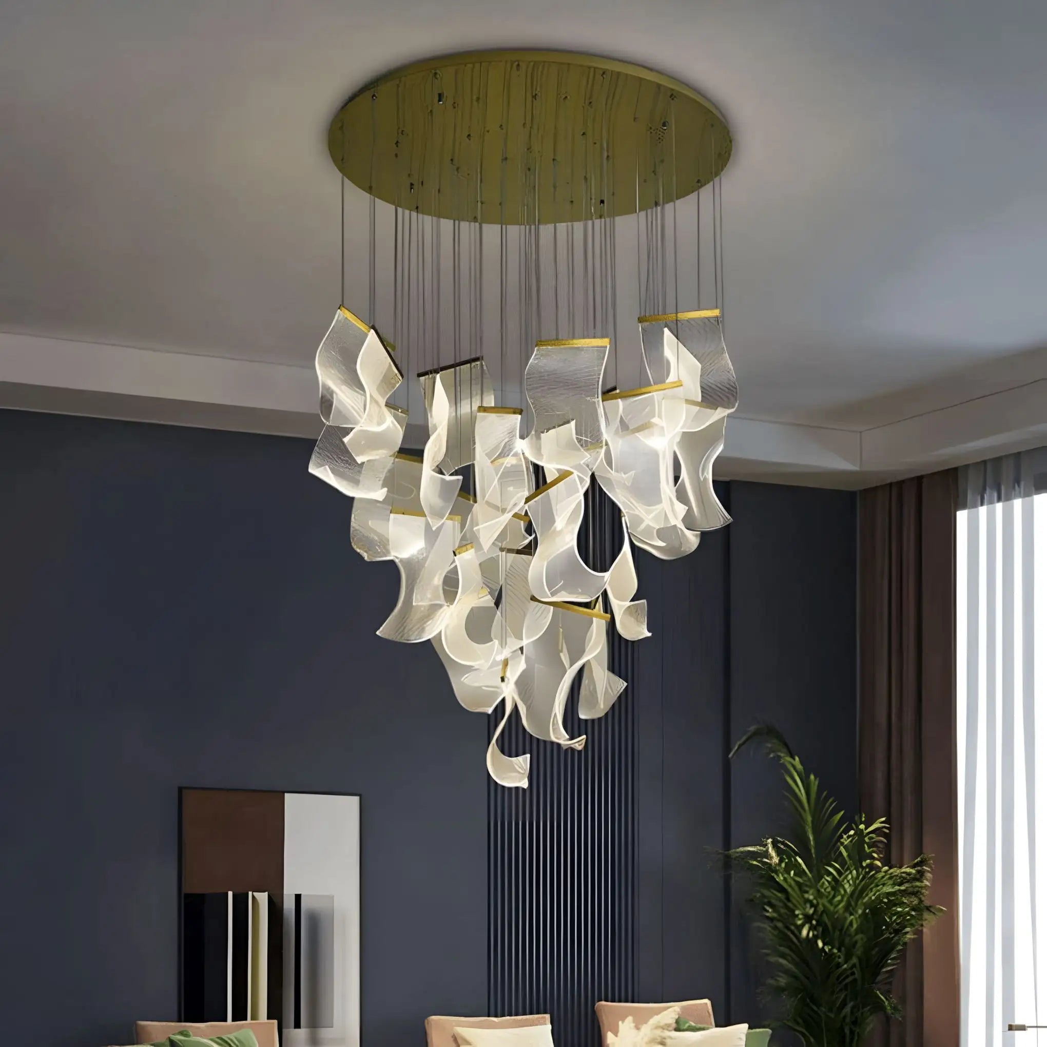 Large Luxury Art Chandelier for High Ceiling Living Room | Desfino
