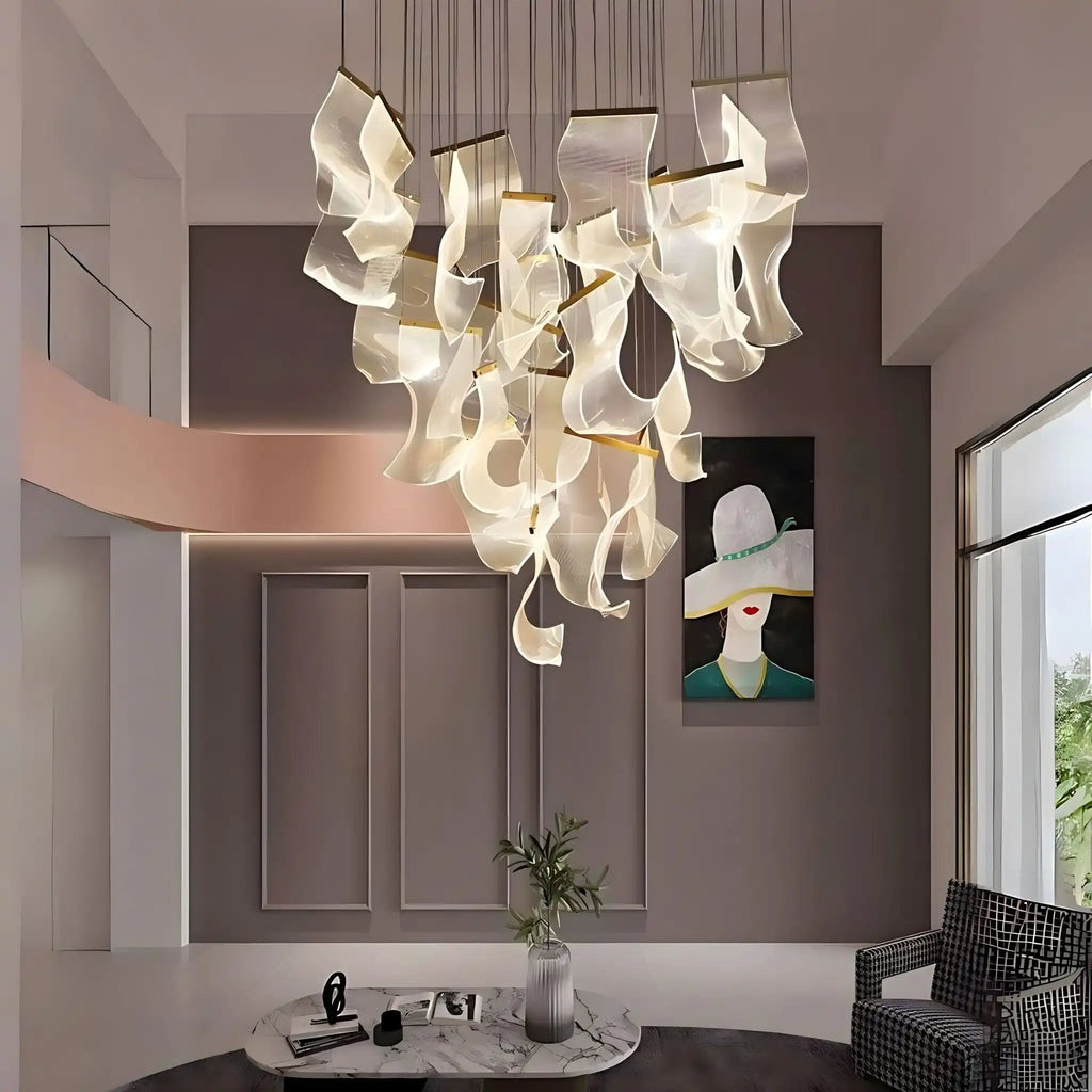 Large Luxury Art Chandelier for High Ceiling Living Room | Desfino