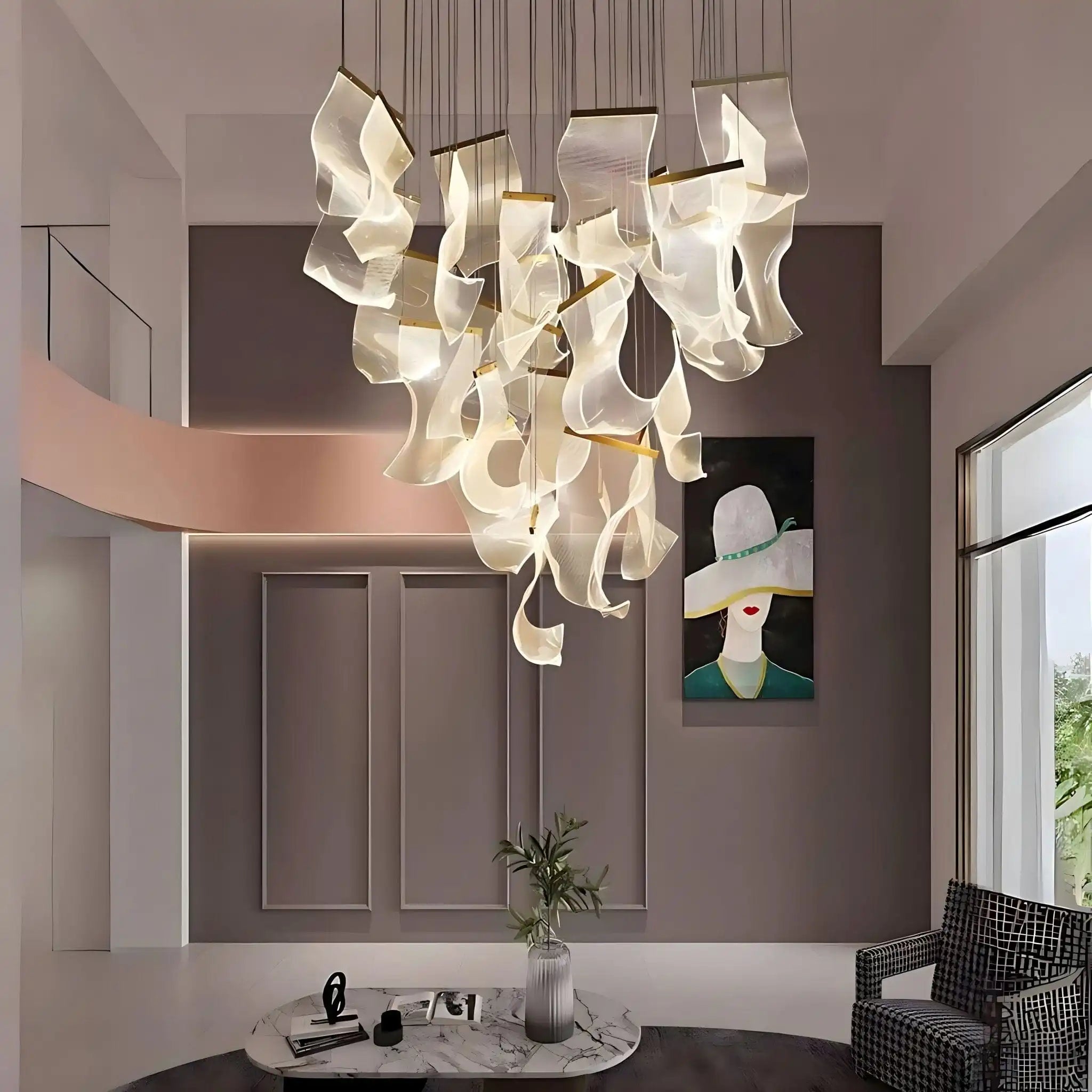 Large Luxury Art Chandelier for High Ceiling Living Room | Desfino