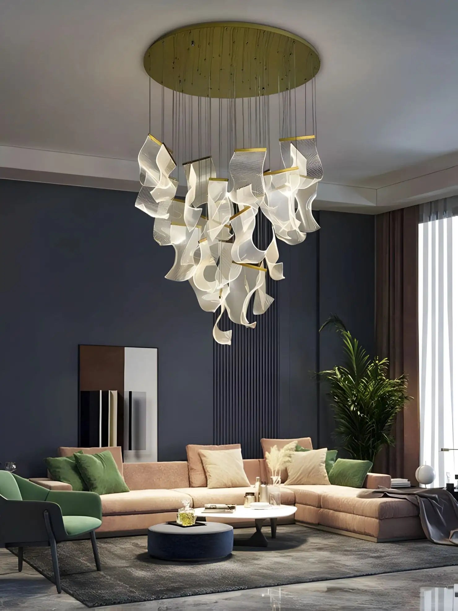 Large Luxury Art Chandelier for High Ceiling Living Room | Desfino
