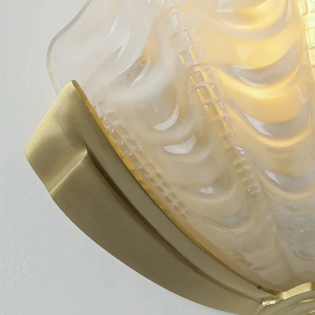 Light Luxury Brass Shell Glass Wall Lamp | Desfino