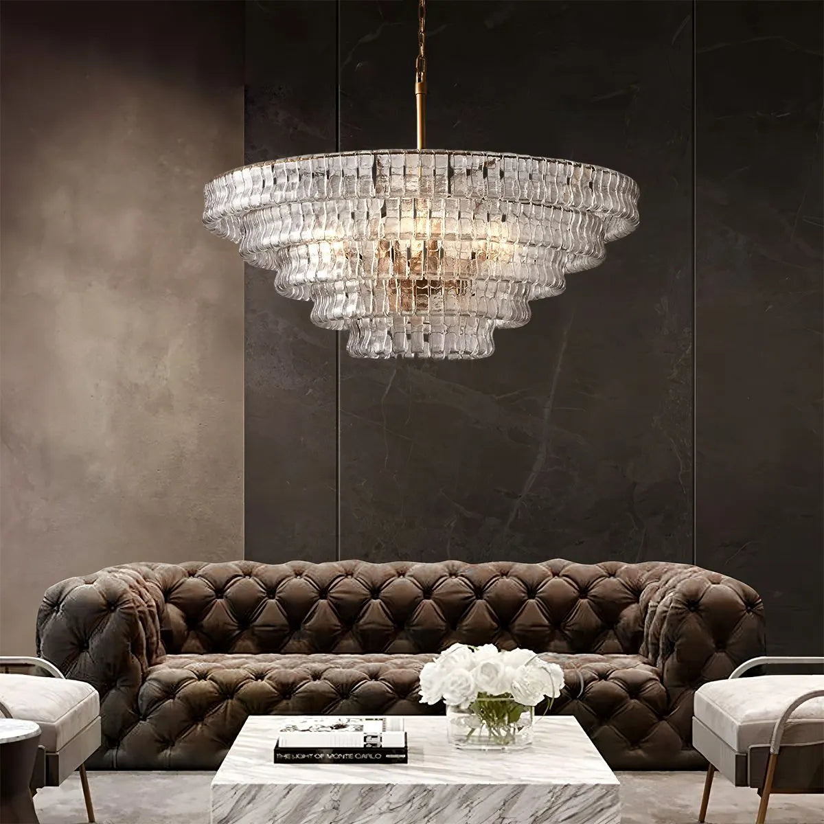 Luxuriöser mehrschichtiger Murano-Glaskronleuchter in Ringform | Desfino