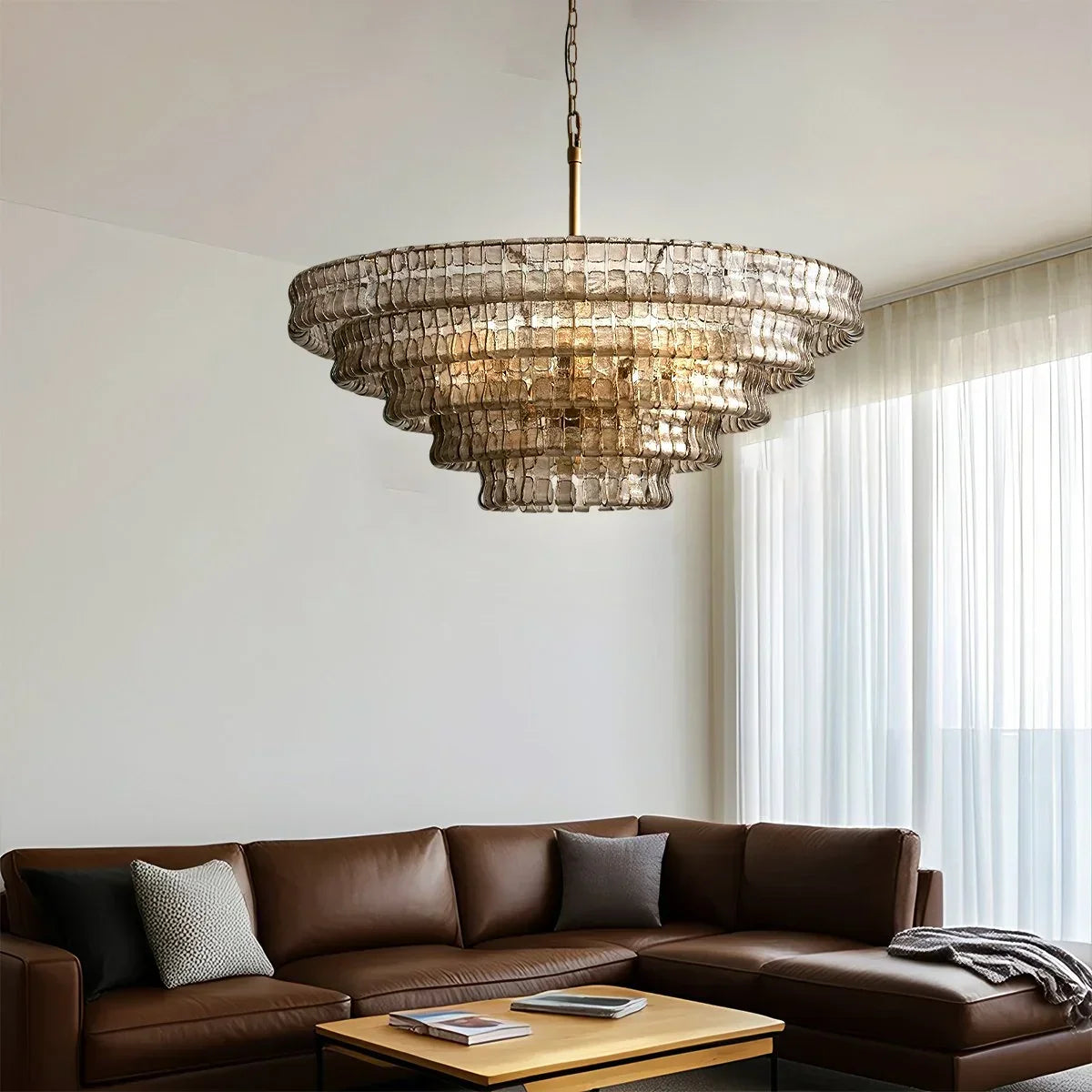 Luxuriöser mehrschichtiger Murano-Glaskronleuchter in Ringform | Desfino