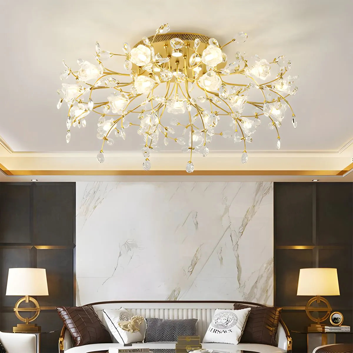 Lily-Deckenleuchte mit Art-déco-Blumenmotiv für das Schlafzimmer | Desfino