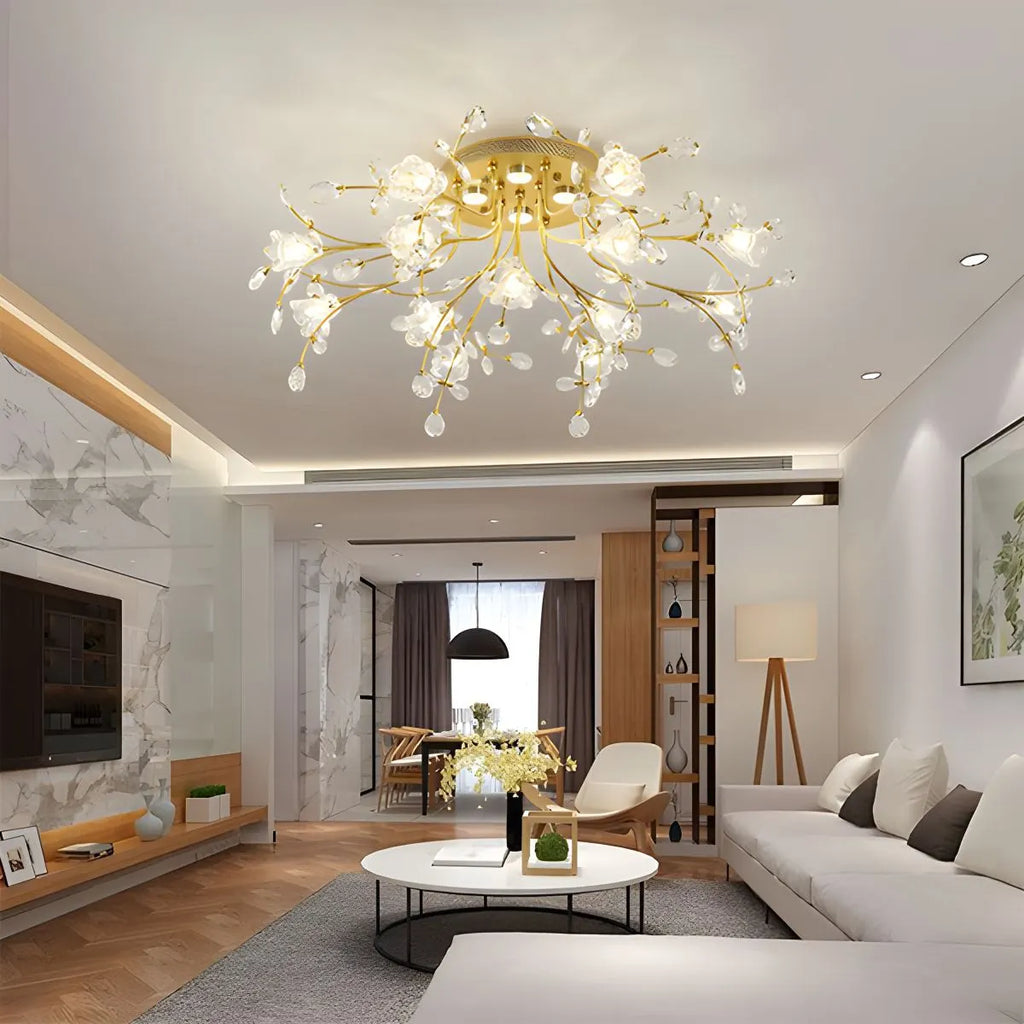 Lily-Deckenleuchte mit Art-déco-Blumenmotiv für das Schlafzimmer | Desfino