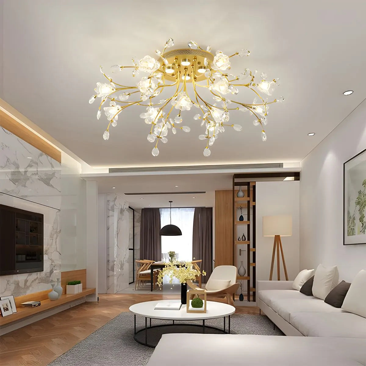 Lily-Deckenleuchte mit Art-déco-Blumenmotiv für das Schlafzimmer | Desfino