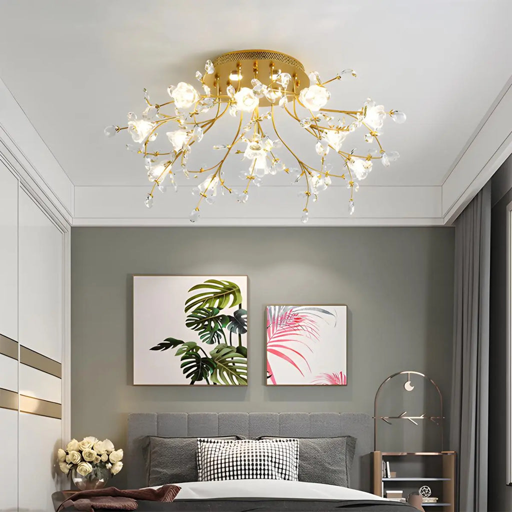 Lily-Deckenleuchte mit Art-déco-Blumenmotiv für das Schlafzimmer | Desfino