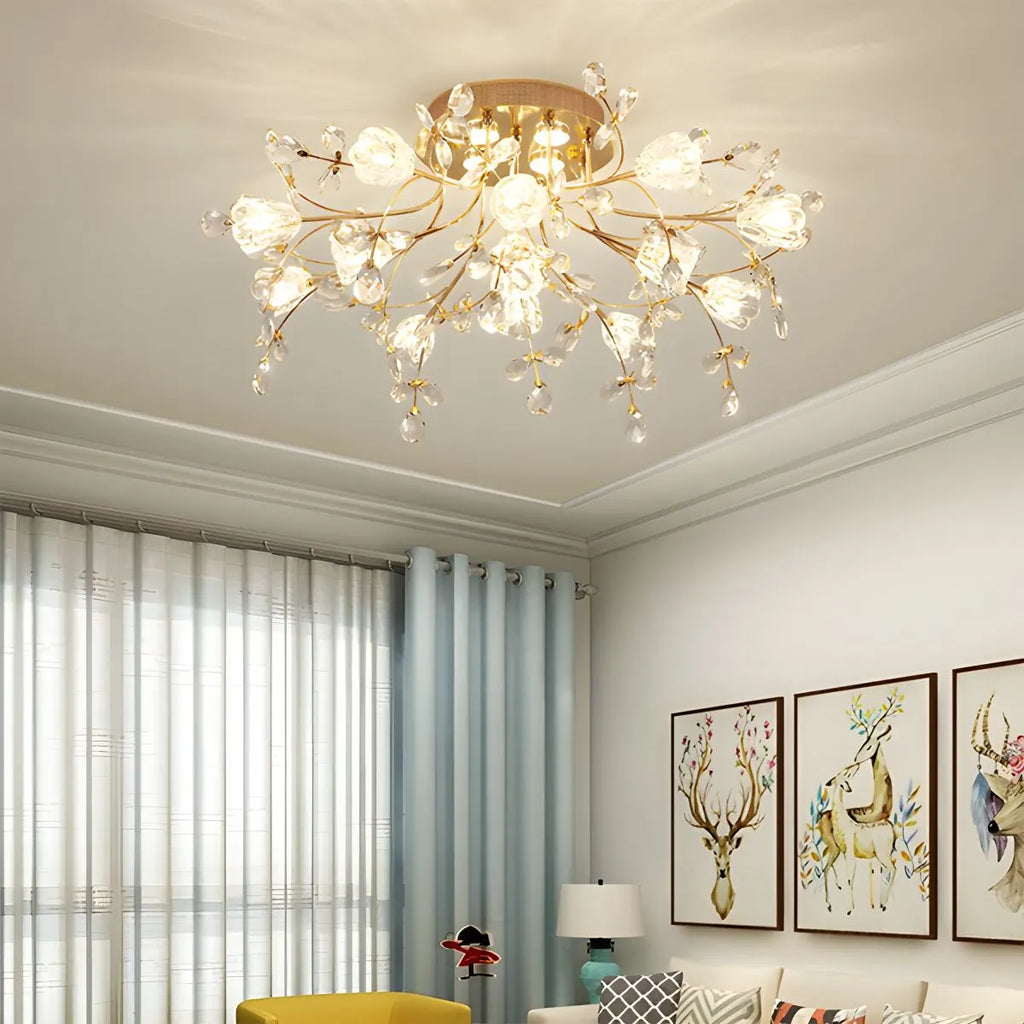 Lily-Deckenleuchte mit Art-déco-Blumenmotiv für das Schlafzimmer | Desfino