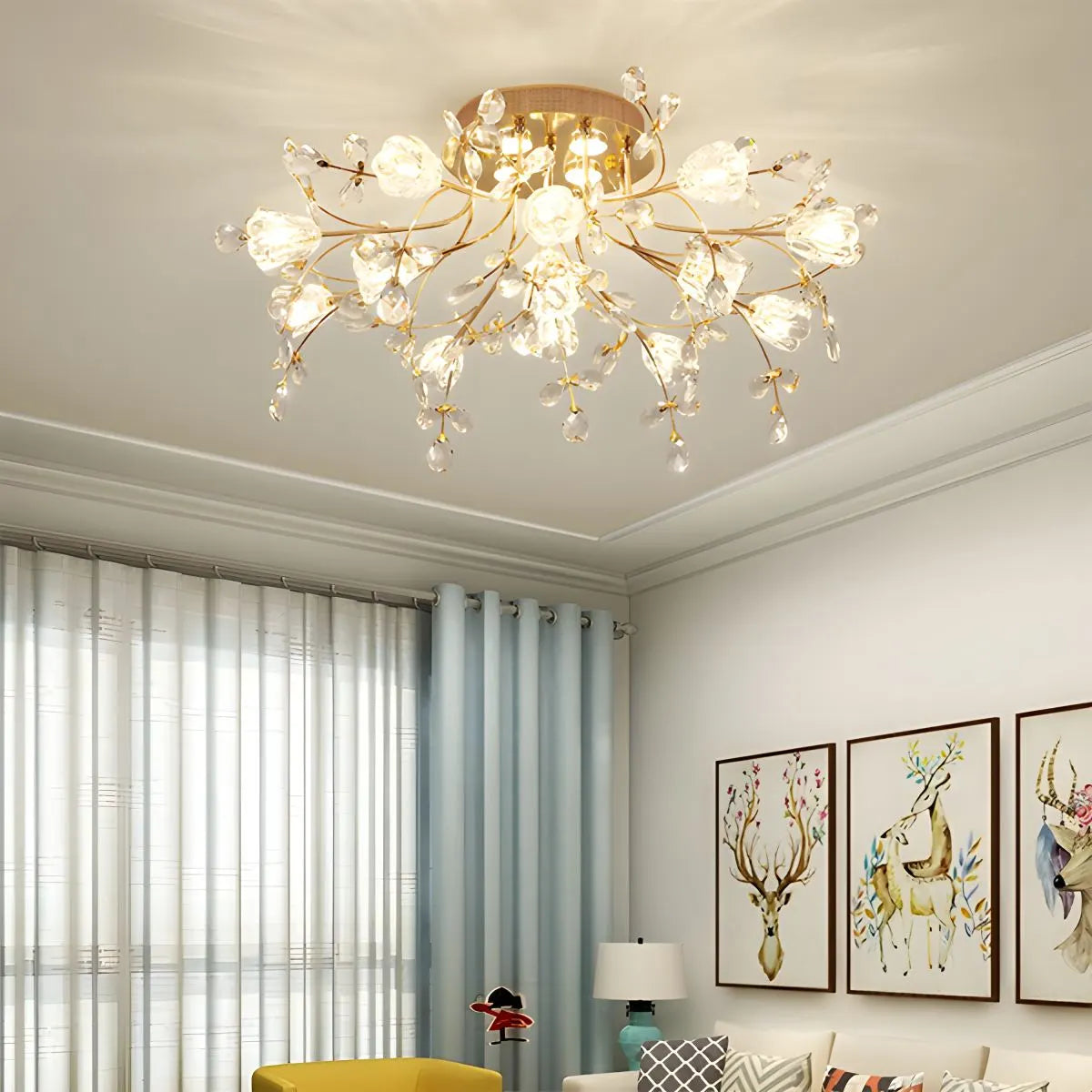 Lily-Deckenleuchte mit Art-déco-Blumenmotiv für das Schlafzimmer | Desfino
