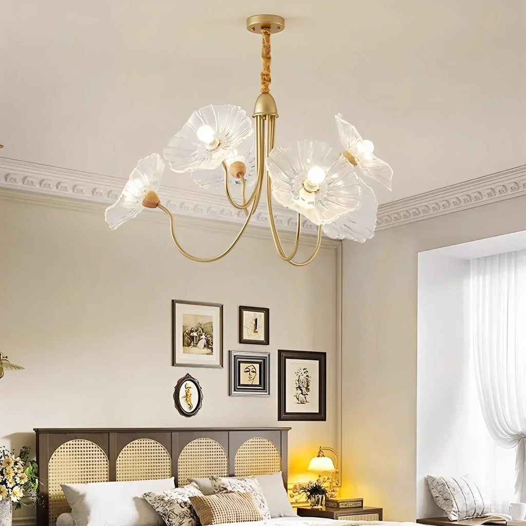 Lotus Leaf Glass Chandelier for Living Room | Desfino