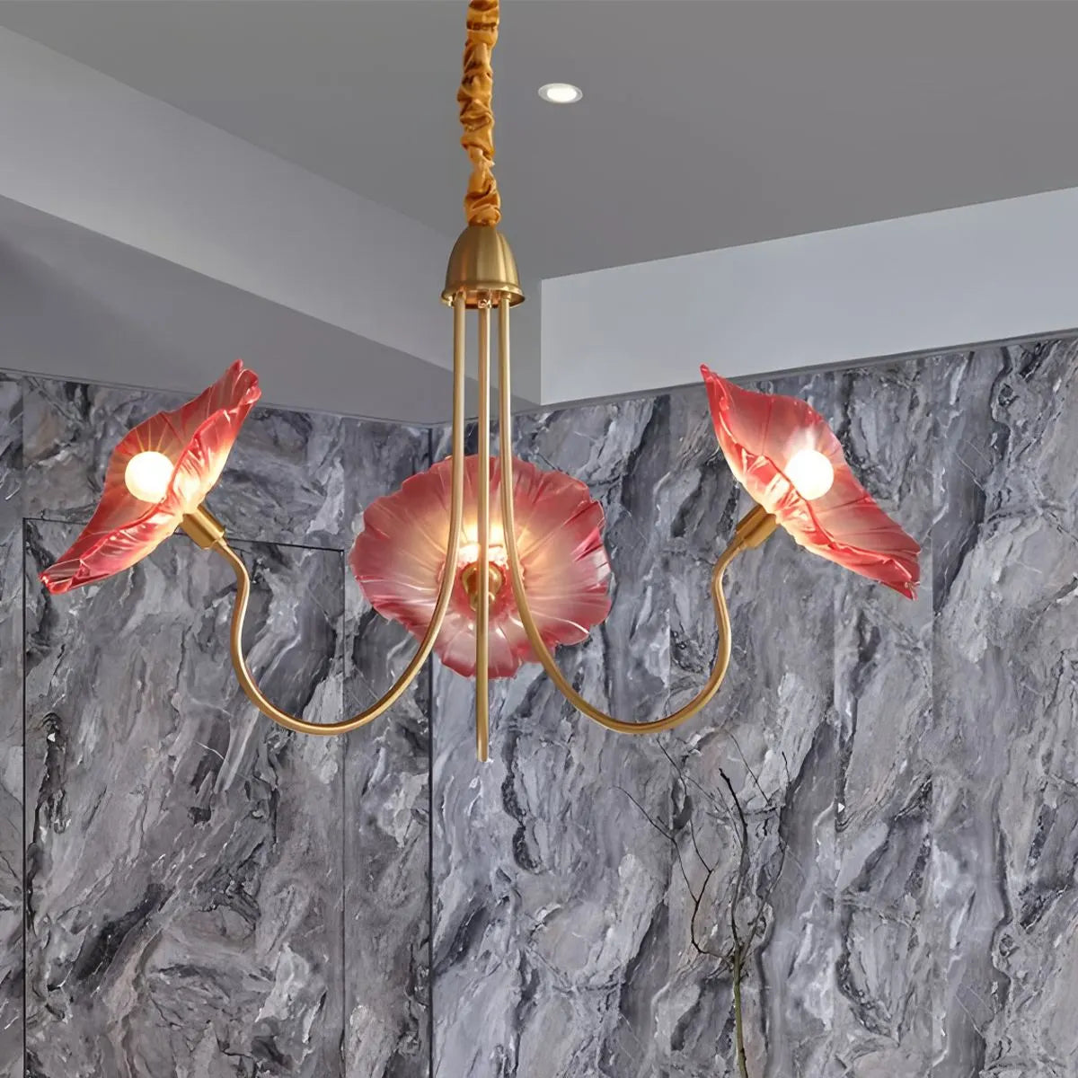 Lotus Leaf Glass Chandelier for Living Room | Desfino