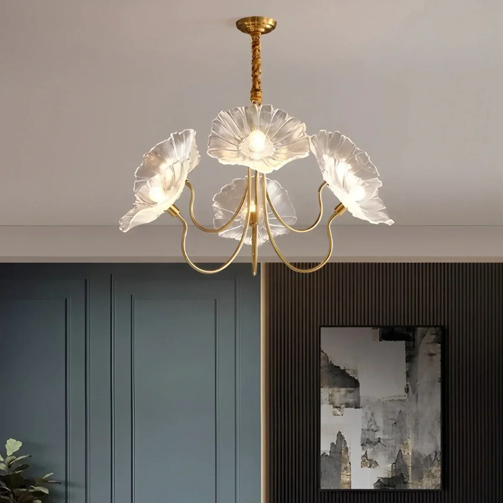 Lotus Leaf Glass Chandelier for Living Room | Desfino