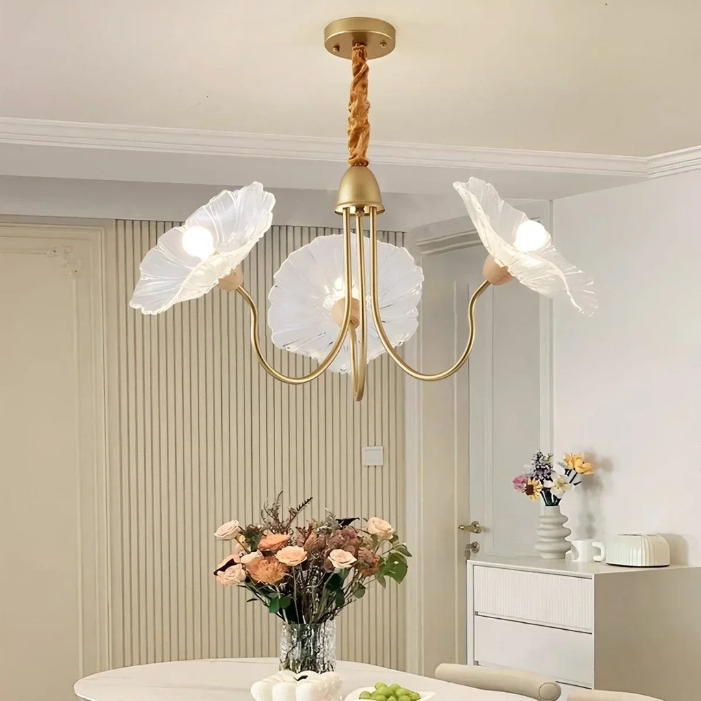 Lotus Leaf Glass Chandelier for Living Room | Desfino