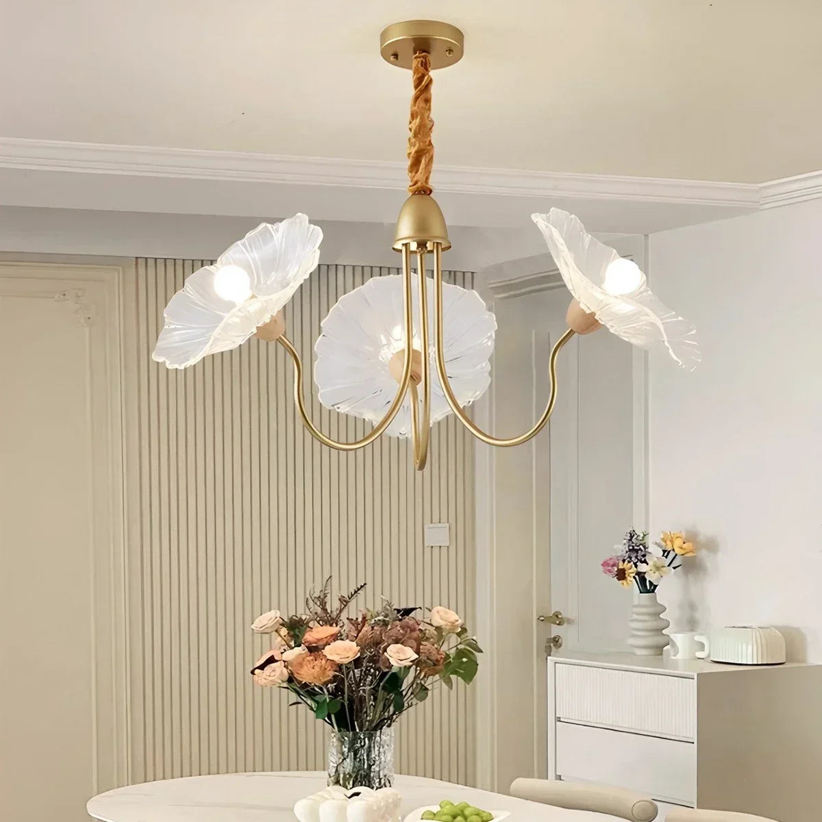 Lotus Leaf Glass Chandelier for Living Room | Desfino