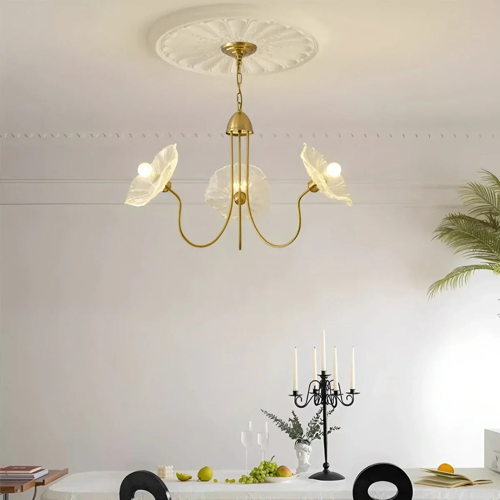 Lotus Leaf Glass Chandelier for Living Room | Desfino