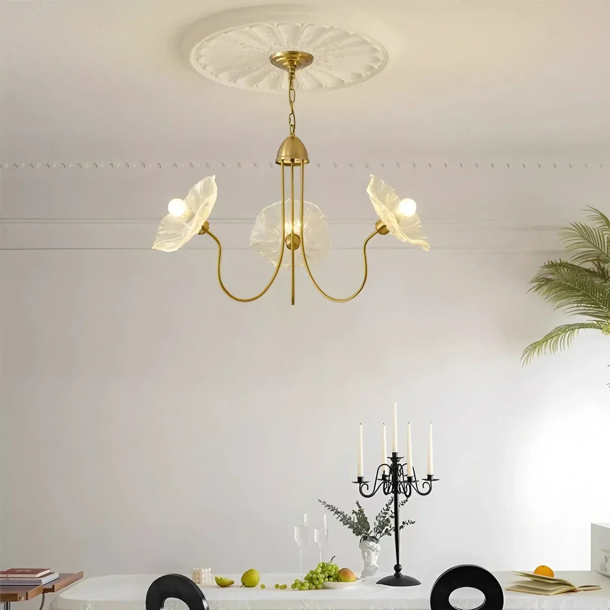 Lotus Leaf Glass Chandelier for Living Room | Desfino