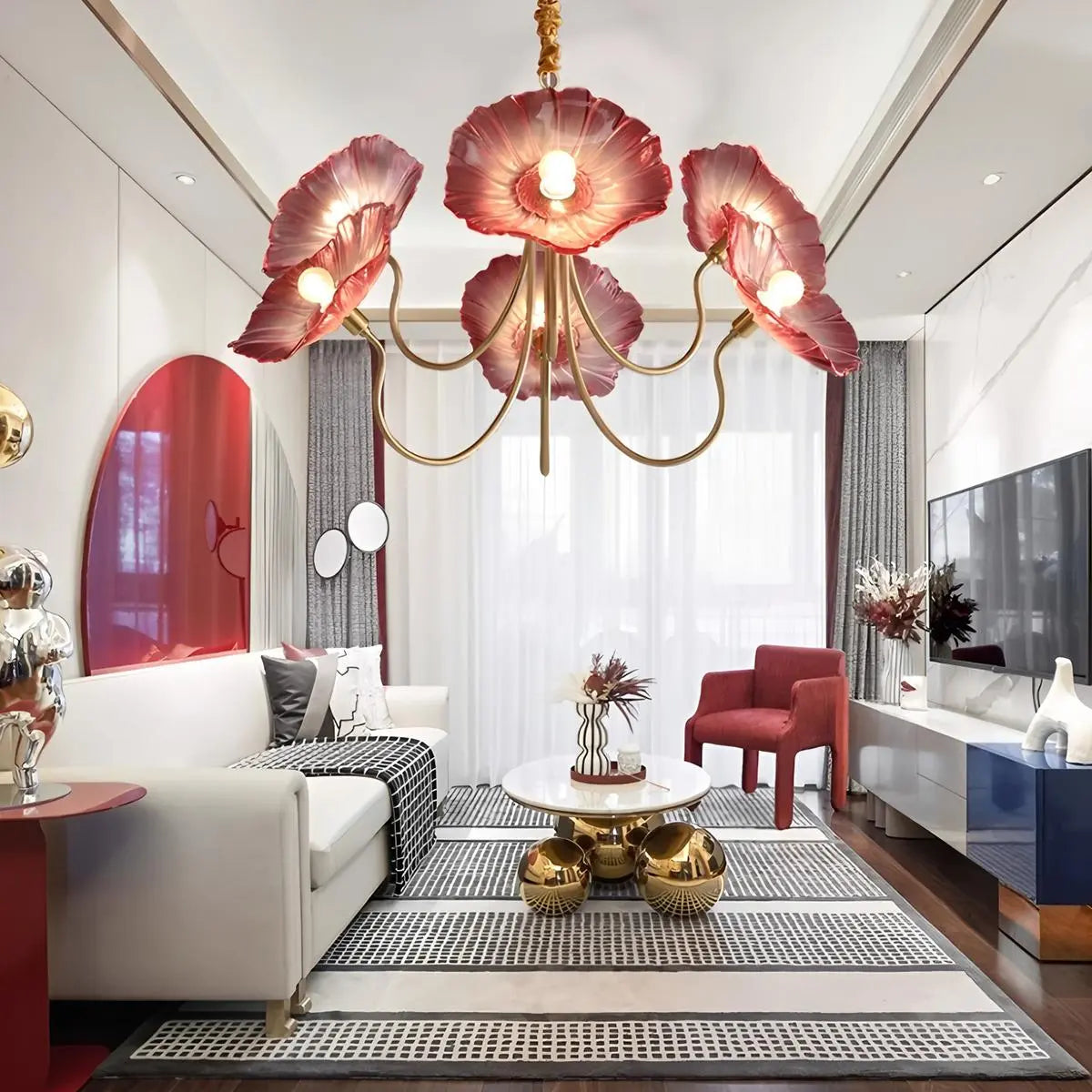 Lotus Leaf Glass Chandelier for Living Room | Desfino