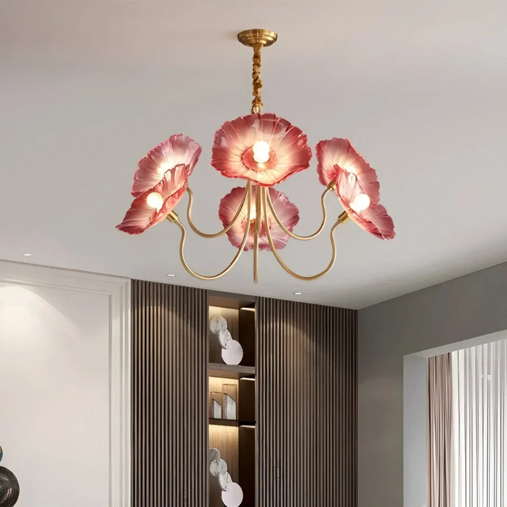 Lotus Leaf Glass Chandelier for Living Room | Desfino