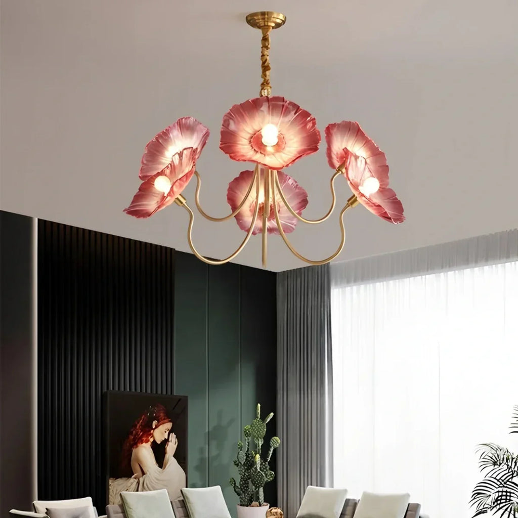Lotus Leaf Glass Chandelier for Living Room | Desfino