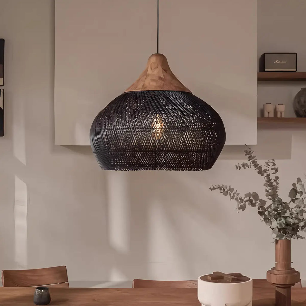 Pendelleuchte im Rattanstil für das Esszimmer | Desfino