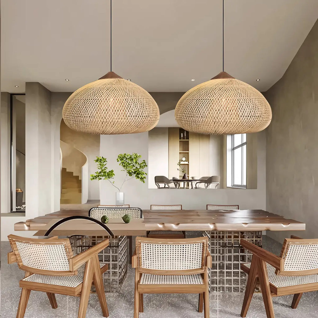 Pendelleuchte im Rattanstil für das Esszimmer | Desfino