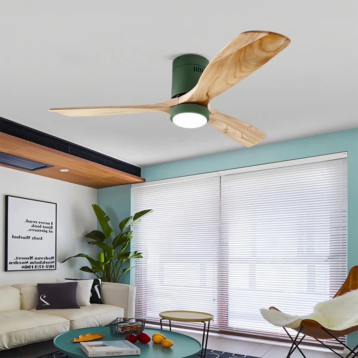 Mid-century Modern Hugger Ceiling Fan Lamp | Desfino