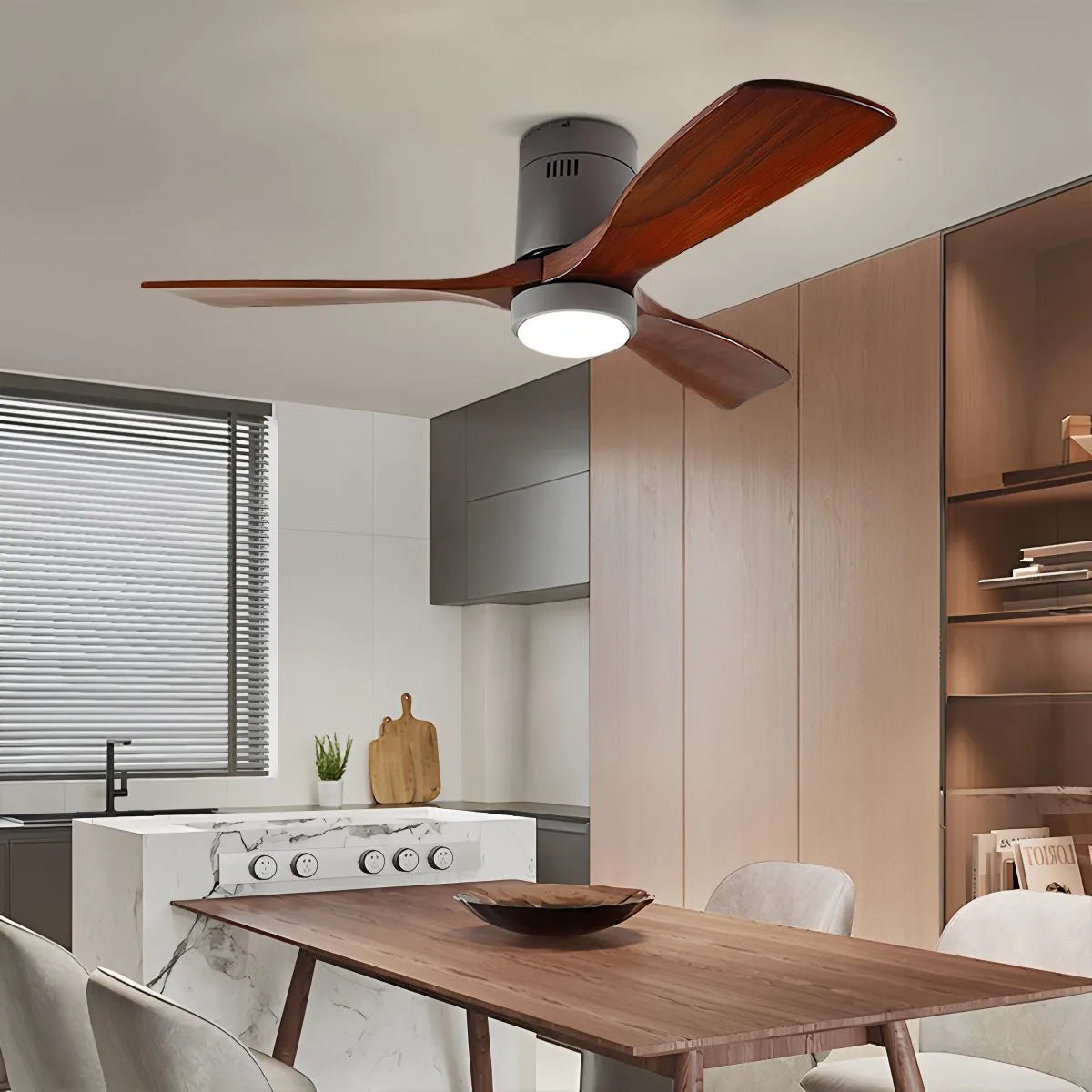 Mid-century Modern Hugger Ceiling Fan Lamp | Desfino