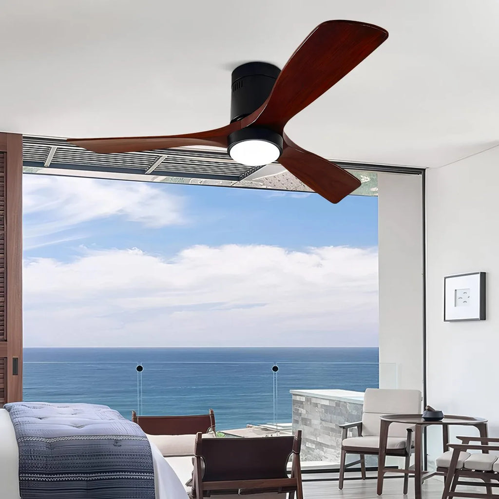 Mid-century Modern Hugger Ceiling Fan Lamp | Desfino