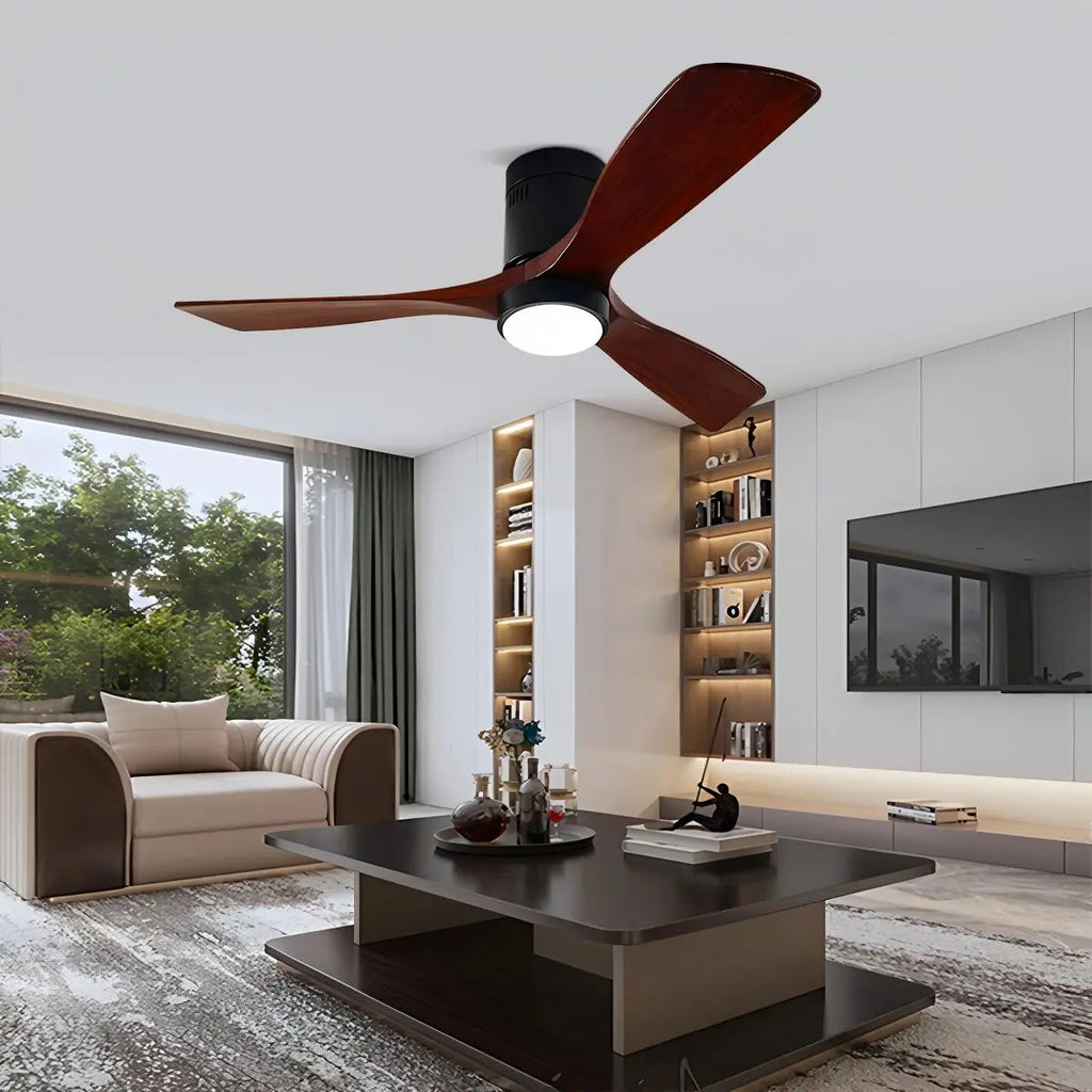 Mid-century Modern Hugger Ceiling Fan Lamp | Desfino