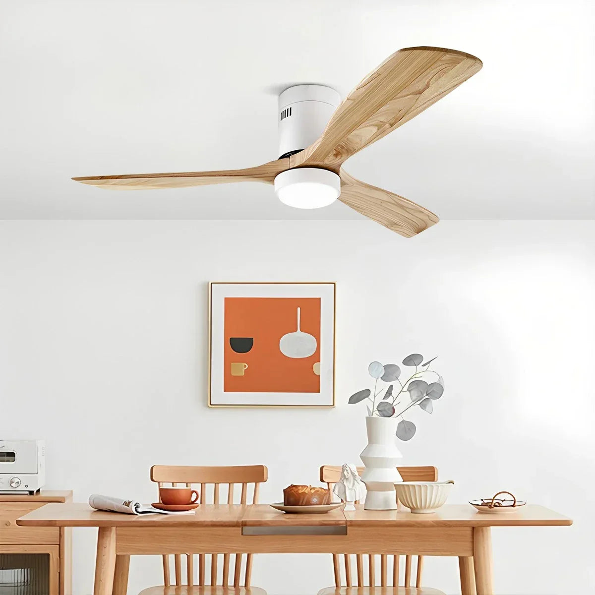 Mid-century Modern Hugger Ceiling Fan Lamp | Desfino