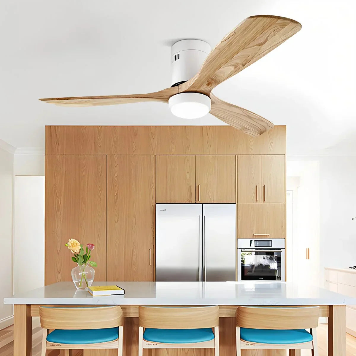 Mid-century Modern Hugger Ceiling Fan Lamp | Desfino
