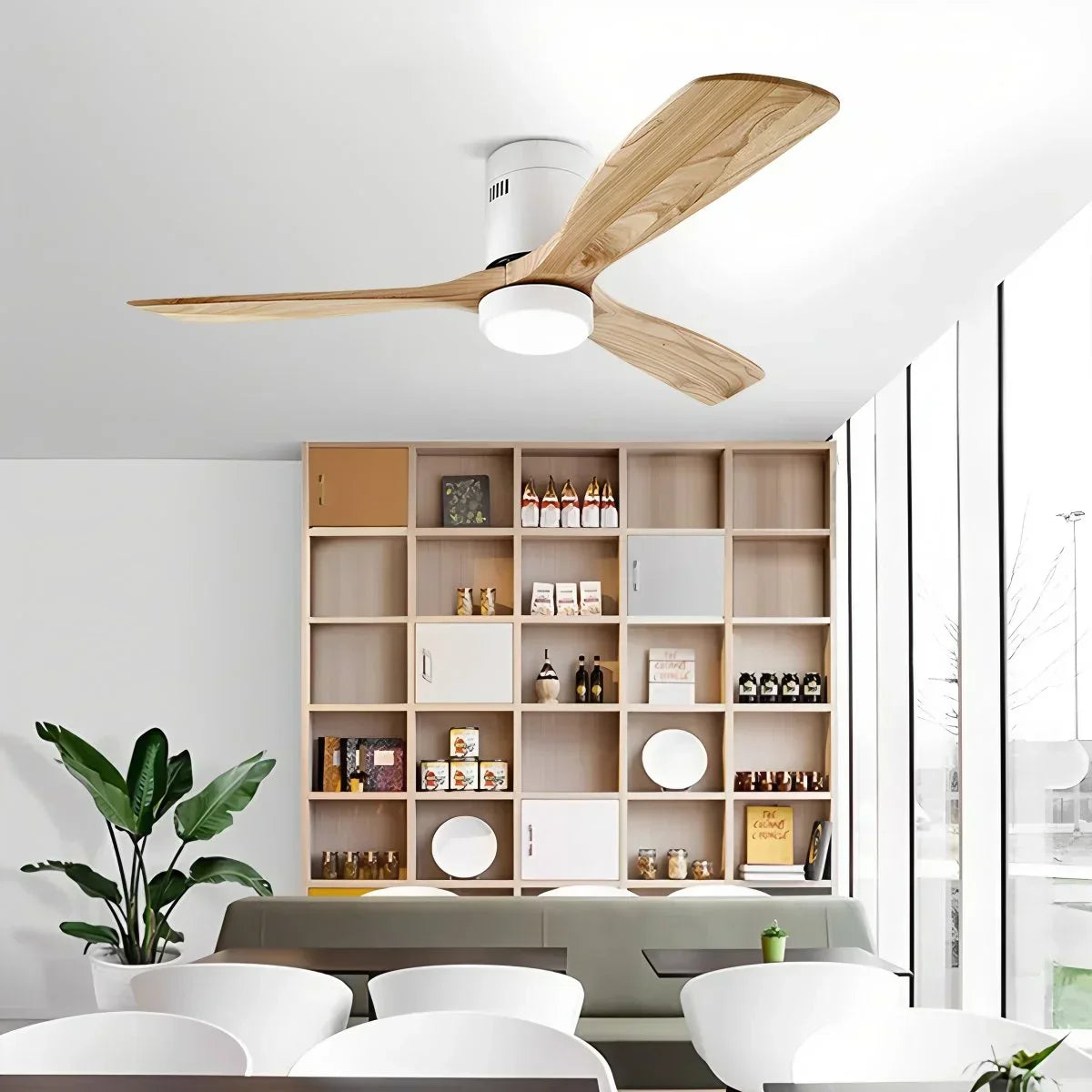 Mid-century Modern Hugger Ceiling Fan Lamp | Desfino